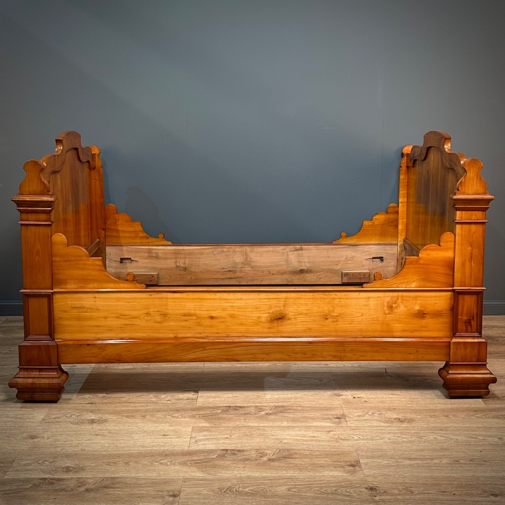 Attractive Antique Victorian French Walnut Empire Style Bateau Lit