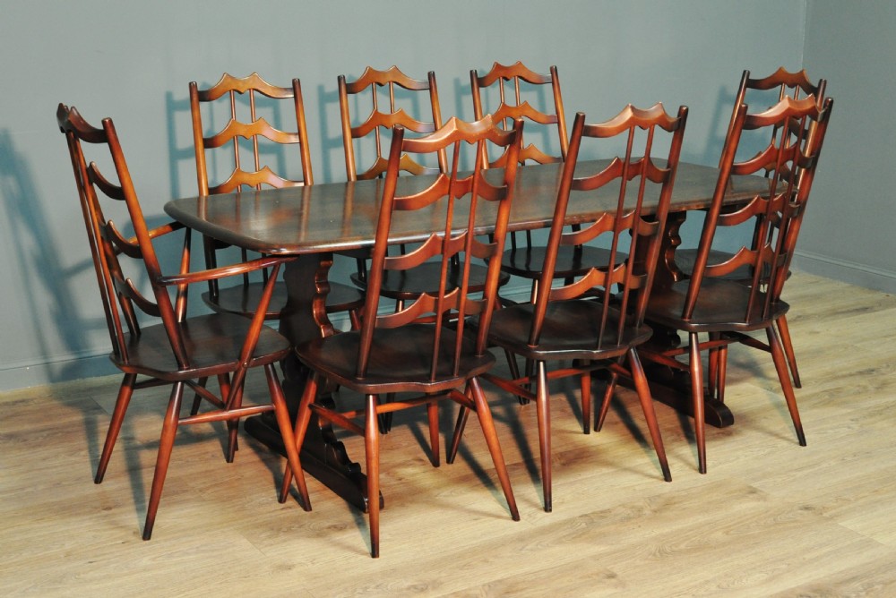 Attractive Large Vintage Ercol Dining Kitchen Table Eight