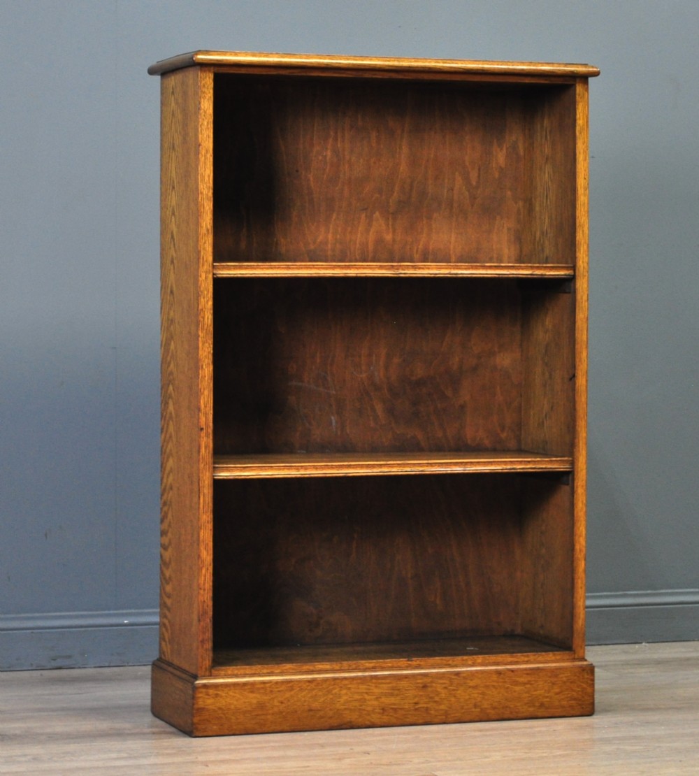 Attractive Small Antique Edwardian Oak Open Floor Bookcase Shelves