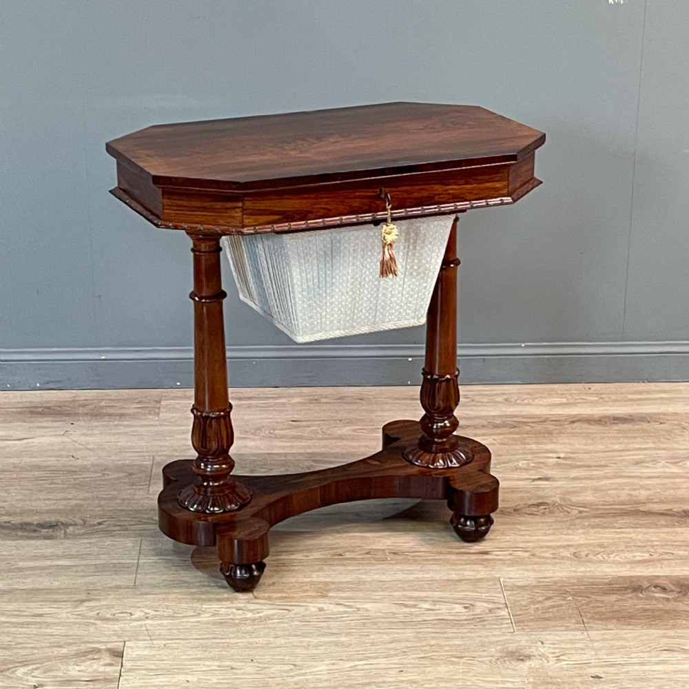 attractive antique victorian rosewood sewing table work box