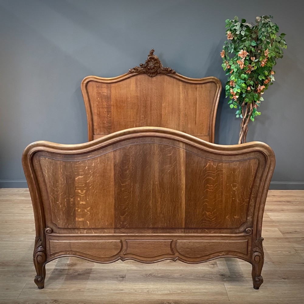 Attractive Tall French Antique Carved Oak Bed Frame 925149 www