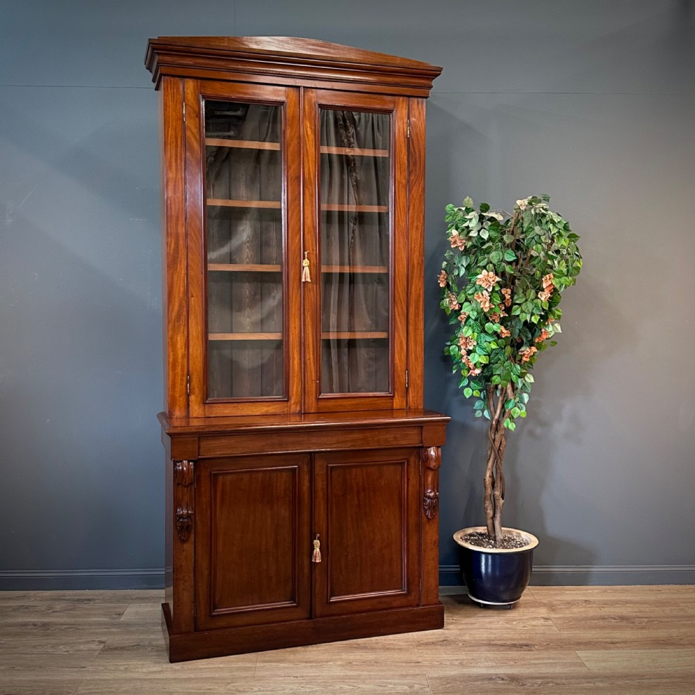 attractive large very tall antique victorian mahogany glazed bookcase cabinet