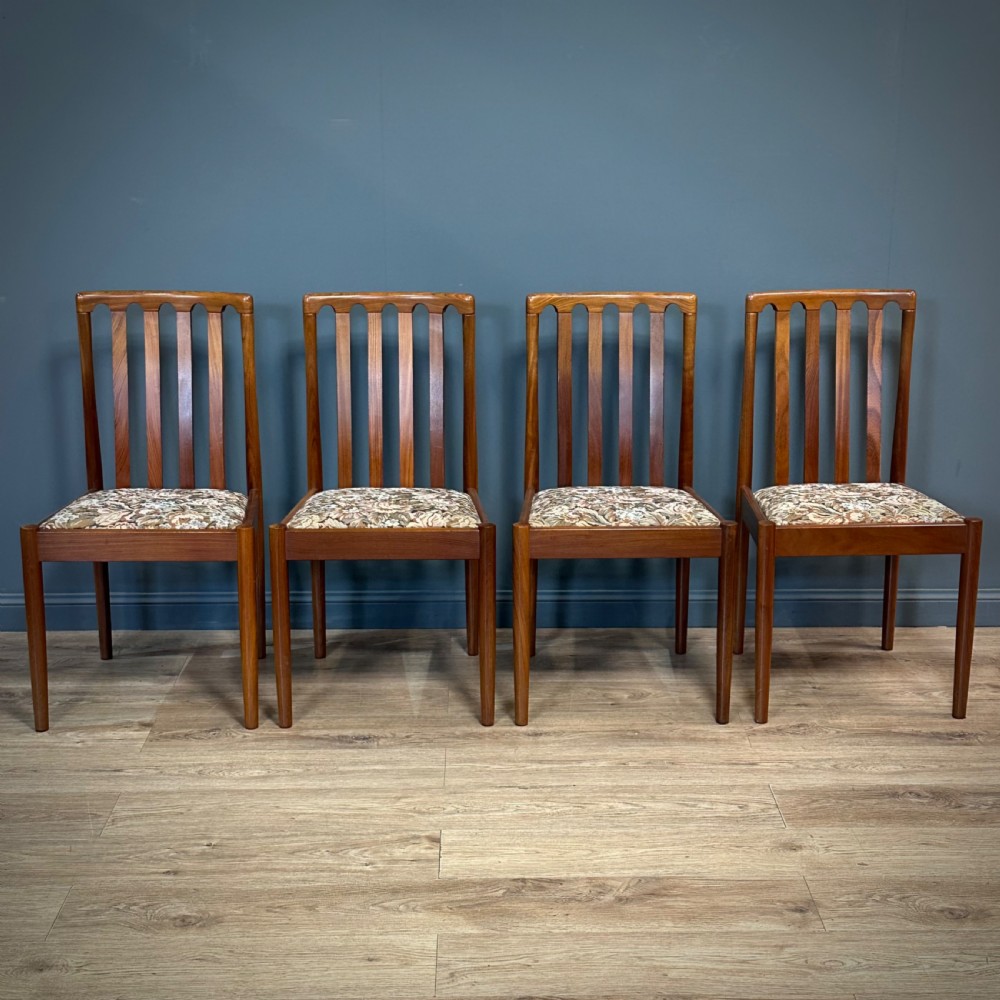 attractive set of four meredew mid century teak dining chairs