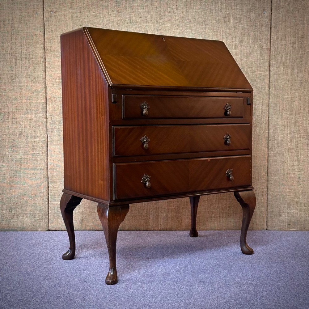 attractive vintage mahogany bureau desk with drawers