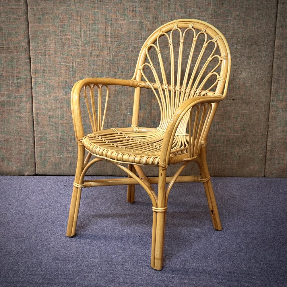 attractive vintage 70s rattan canework and bamboo armchair
