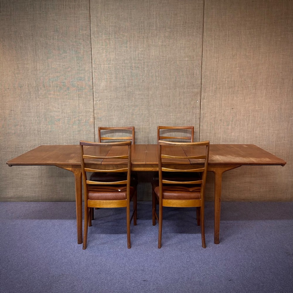 mcintosh teak double extending dining table four chairs for restoration