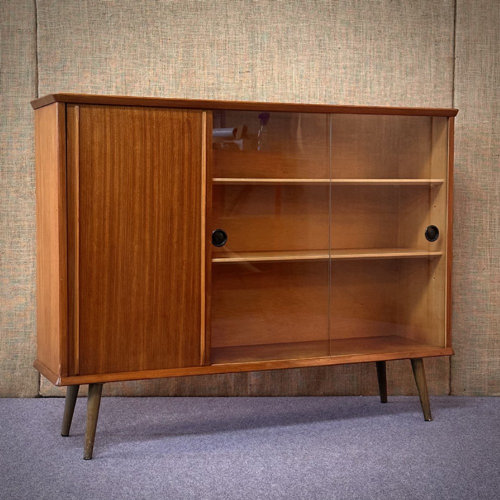 attractive teak sliding door mid century bookcase