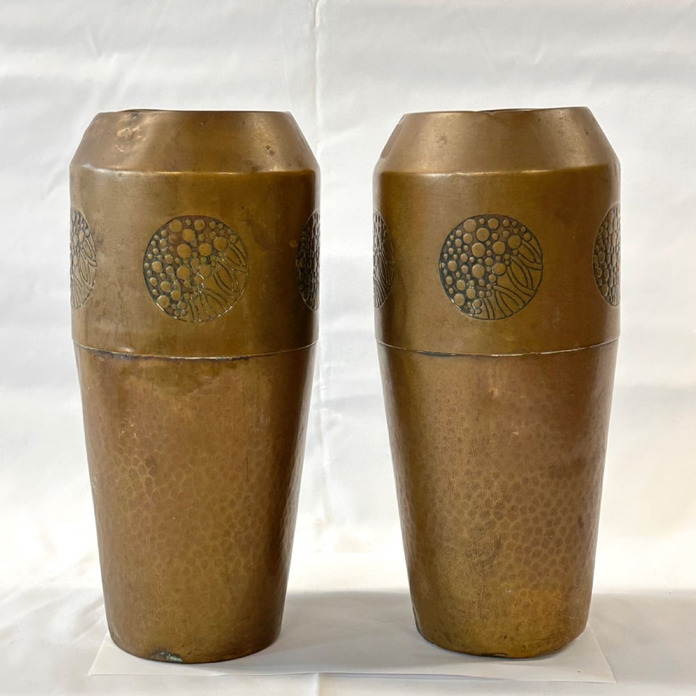 pair of art nouveau brass wmf vases