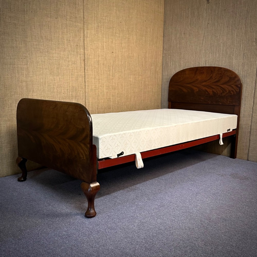 attractive vintage flame mahogany single bed with divan base